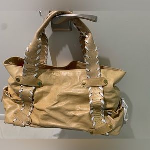 MAURIZIO Taiuti Ochre Leather Satchel Handbag. Some small marks